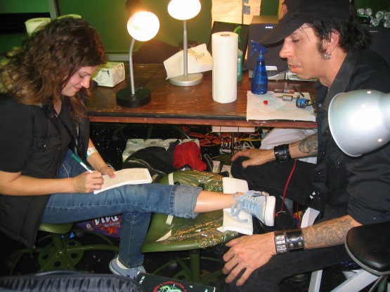Interviewing tattoo artist at Zero Hour